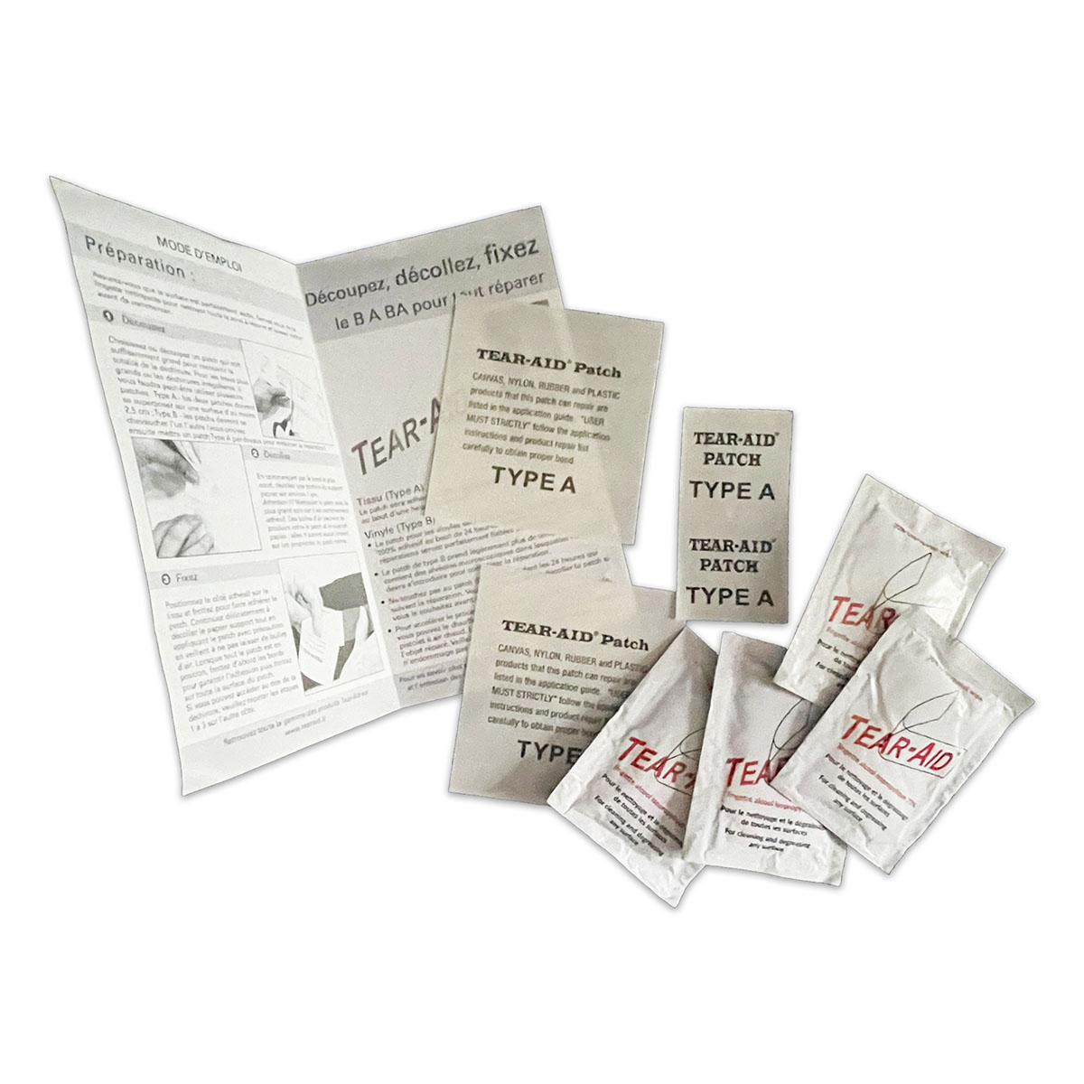 Contents of Tear-Aid Camping and Caravaning Repair Activity Pack TA-RP-02