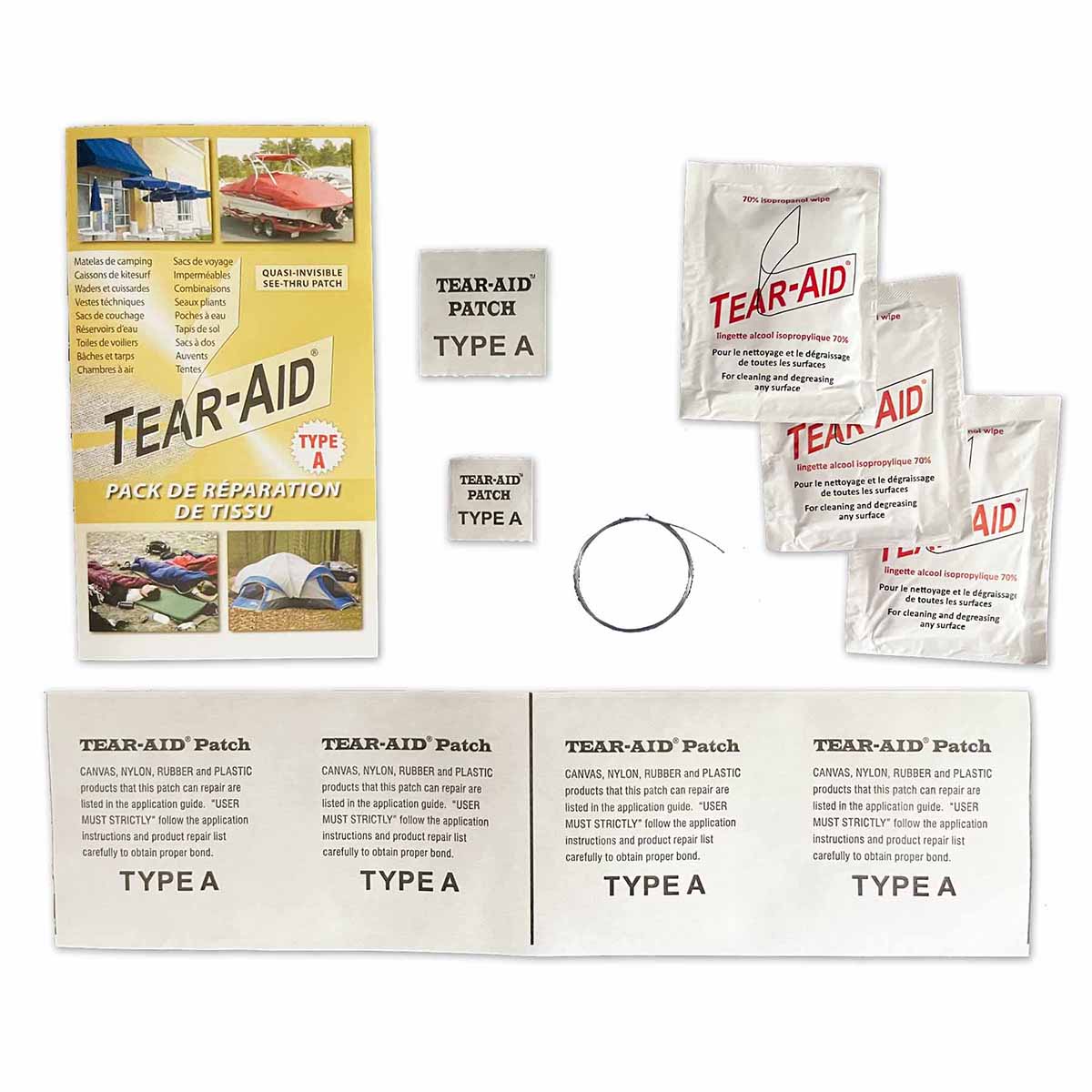Tear-Aid Fabric repair pack TA-A-PK pack contents