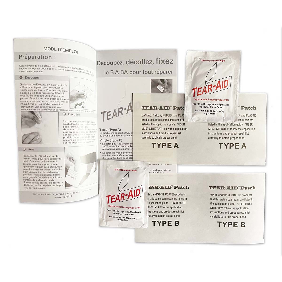 Contents of Tear-Aid Home and Garden Furniture Repair Activity Pack TA-RP-10